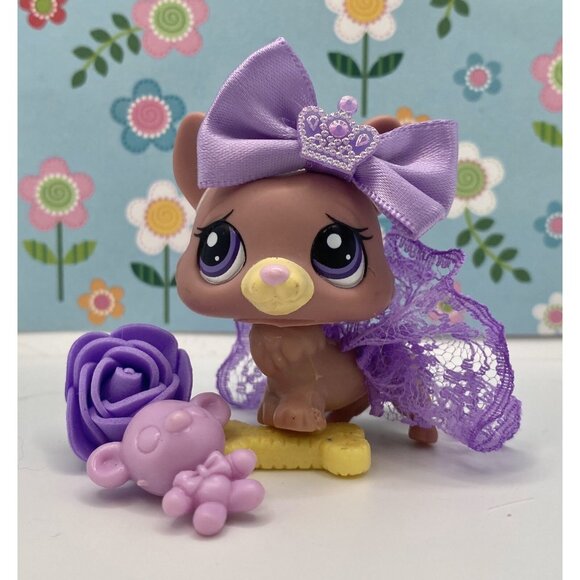 Authentic Littlest Pet Shop # 1533 Brown Mauve Cream Corgi Blind Bag Purple Eyes - Picture 1 of 3
